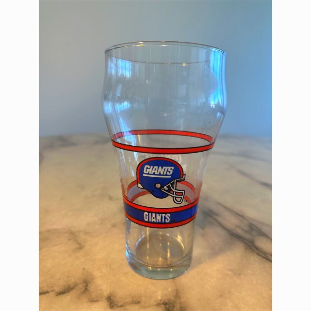 VINTAGE 1992 Collab Official NYG New York Giants Coca Cola Glass Retro Cup‎ NFL